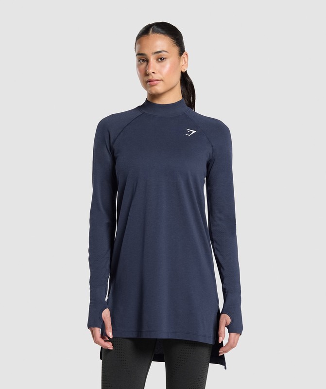 Gymshark Vital Seamless 2.0 Long Line Top Top Dames Blauw | EMAW92057
