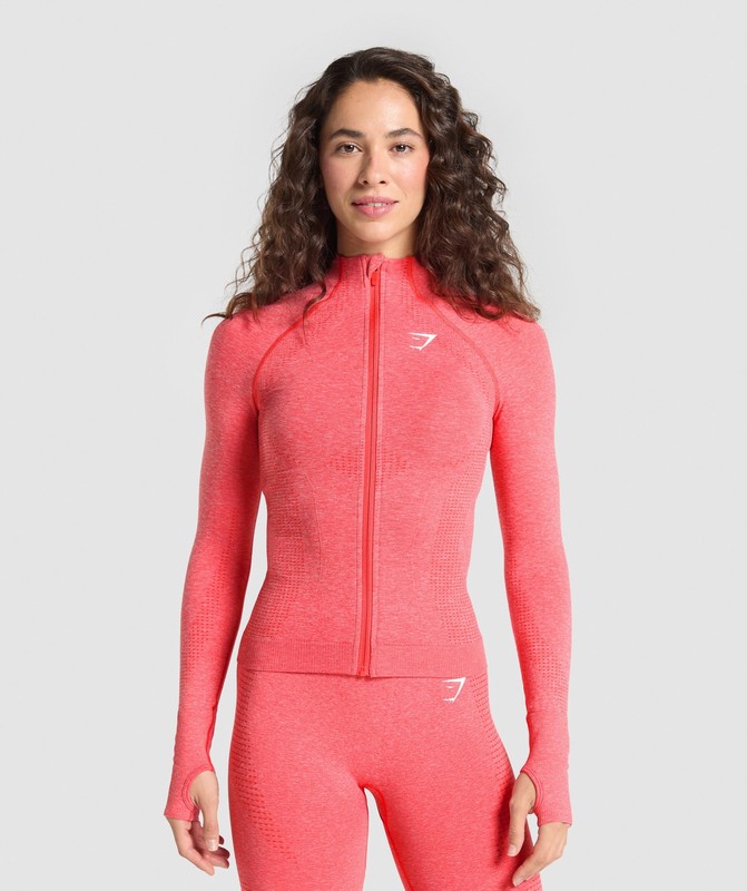 Gymshark Vital Seamless 2.0 Tight Tracktop Top Dames Koraal Rood | JLSC12839