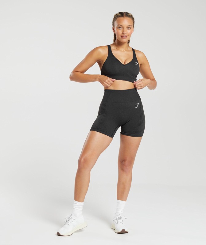Gymshark Vital Seamless 2.0 V Neck Sports Bra Sport BH Dames Zwart | DYIA72359