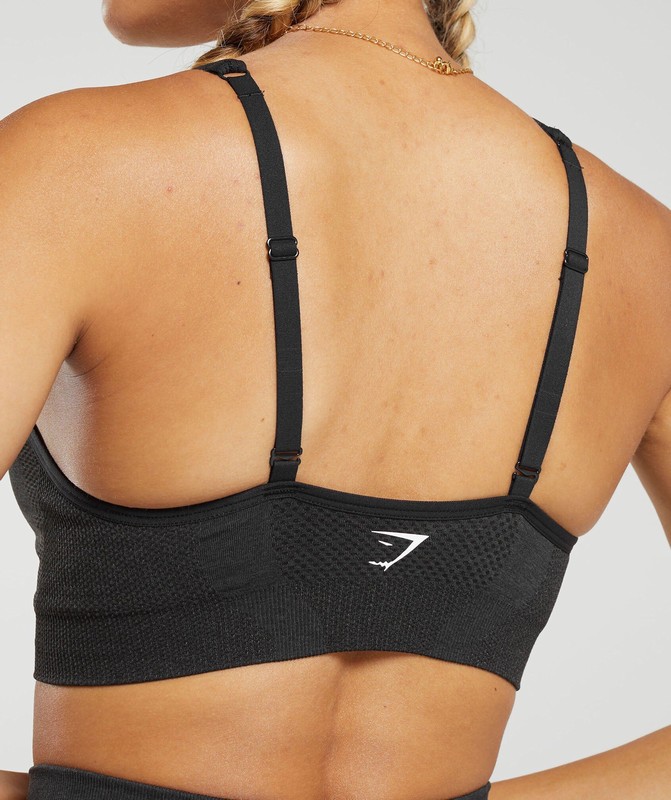 Gymshark Vital Seamless 2.0 V Neck Sports Bra Sport BH Dames Zwart | DYIA72359