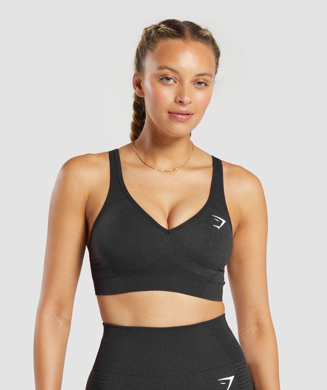 Gymshark Vital Seamless 2.0 V Neck Sports Bra Sport BH Dames Zwart | DYIA72359