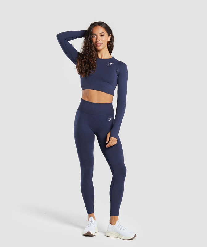 Gymshark Vital Seamless Crop Top Crop Top Dames Blauw | YOXG12068