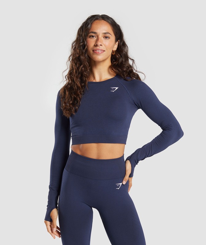 Gymshark Vital Seamless Crop Top Crop Top Dames Blauw | YOXG12068