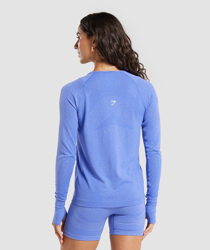 Gymshark Vital Seamless Light Long Sleeve Top Top Dames Blauw | UYKO19763