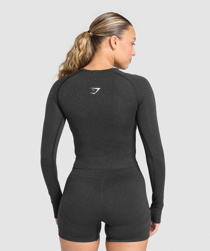 Gymshark Vital Seamless Long Sleeve Cut Out Top Top Dames Zwart | KOSZ36479