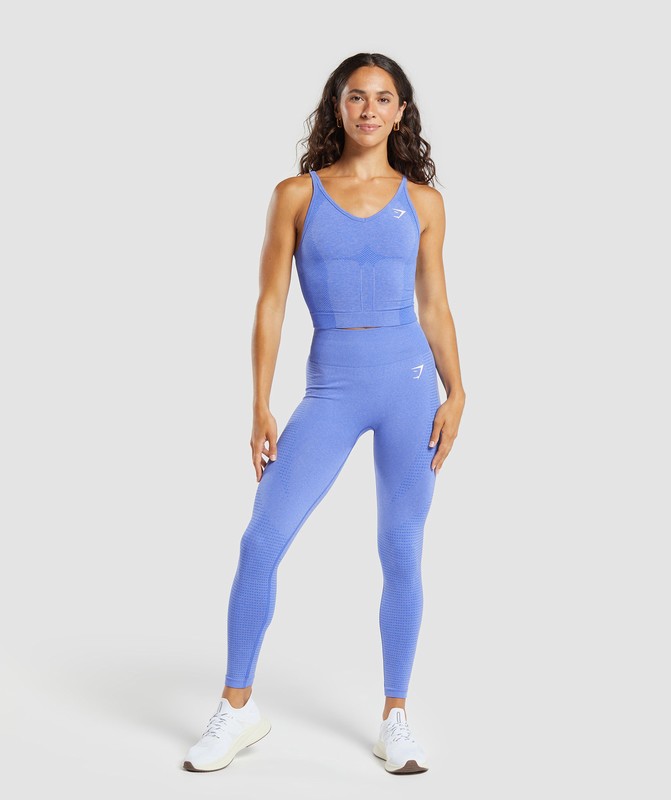 Gymshark Vital Seamless Midi Tank Tanktop Dames Blauw | GOCR68359