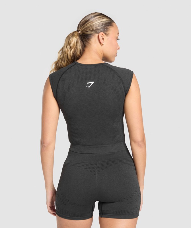Gymshark Vital Seamless Scoop Neck Top Top Dames Zwart | HISZ68209