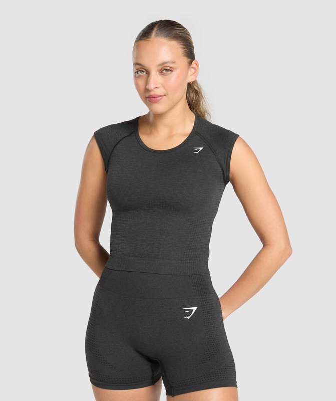 Gymshark Vital Seamless Scoop Neck Top Top Dames Zwart | HISZ68209