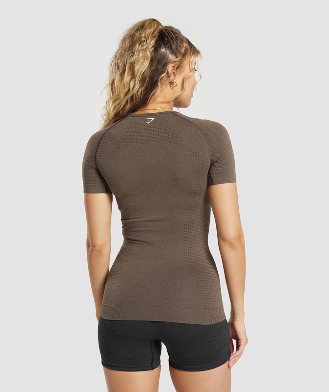 Gymshark Vital Seamless T-Shirt T-Shirt Dames Bruin | WQDM91682