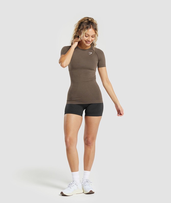 Gymshark Vital Seamless T-Shirt T-Shirt Dames Bruin | WQDM91682
