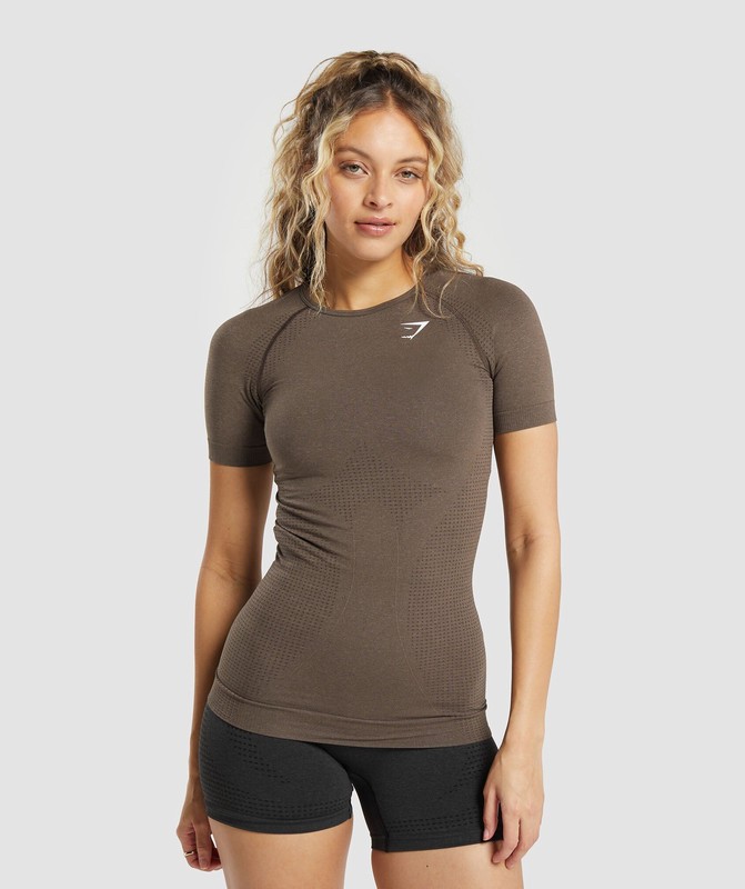 Gymshark Vital Seamless T-Shirt T-Shirt Dames Bruin | WQDM91682