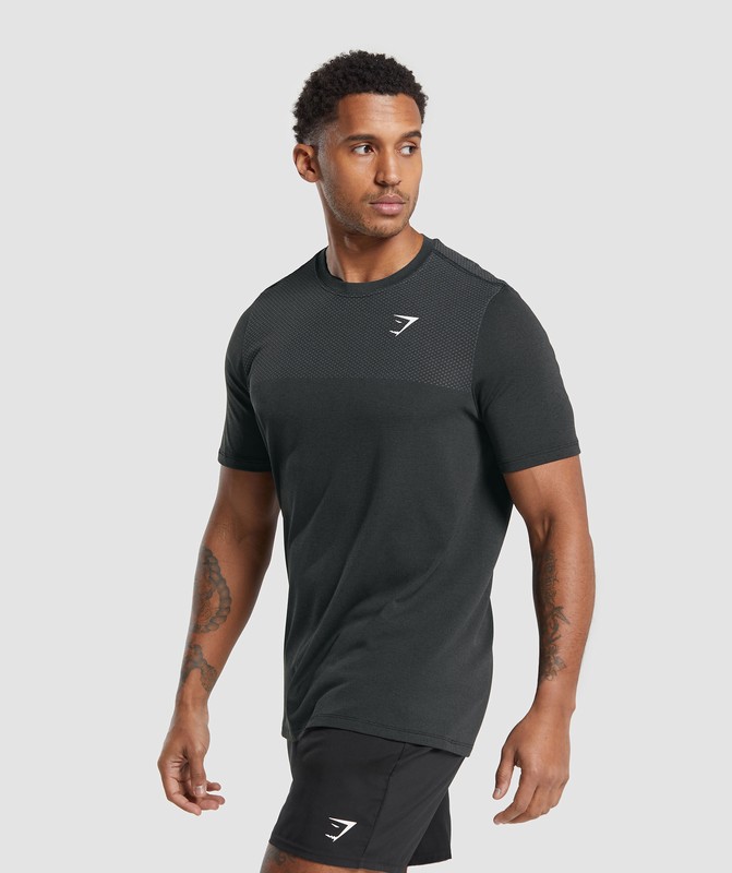 Gymshark Vital Seamless T-Shirt T-Shirt Heren Zwart Grijs | EGAR69587