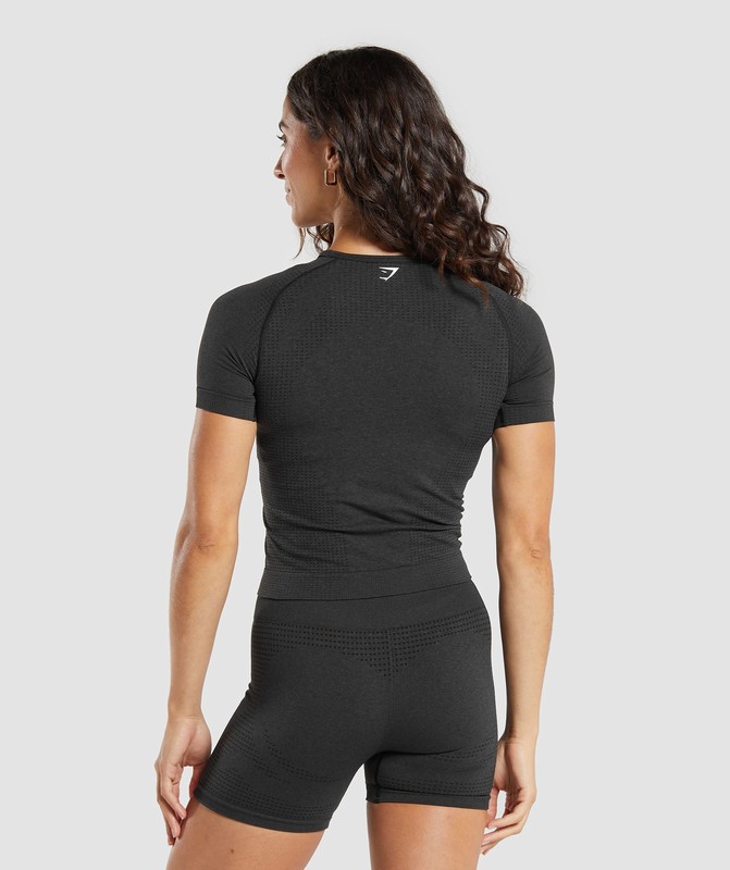 Gymshark Vital Seamless Tight T-Shirt T-Shirt Dames Zwart | HCKB96137