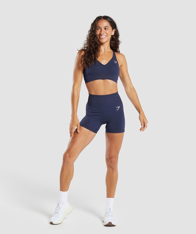 Gymshark Vital Seamless V Neck Sports Bra Sport BH Dames Blauw | TSOC48691