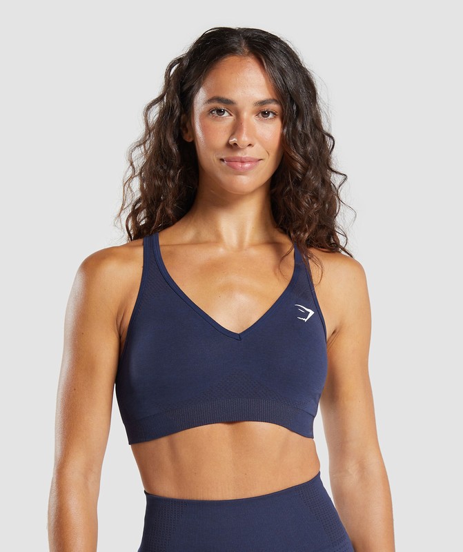 Gymshark Vital Seamless V Neck Sports Bra Sport BH Dames Blauw | TSOC48691