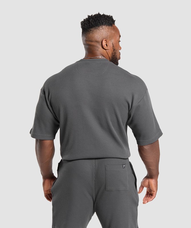 Gymshark Waffle Oversized T-Shirt T-Shirt Heren Grijs | OALE54831
