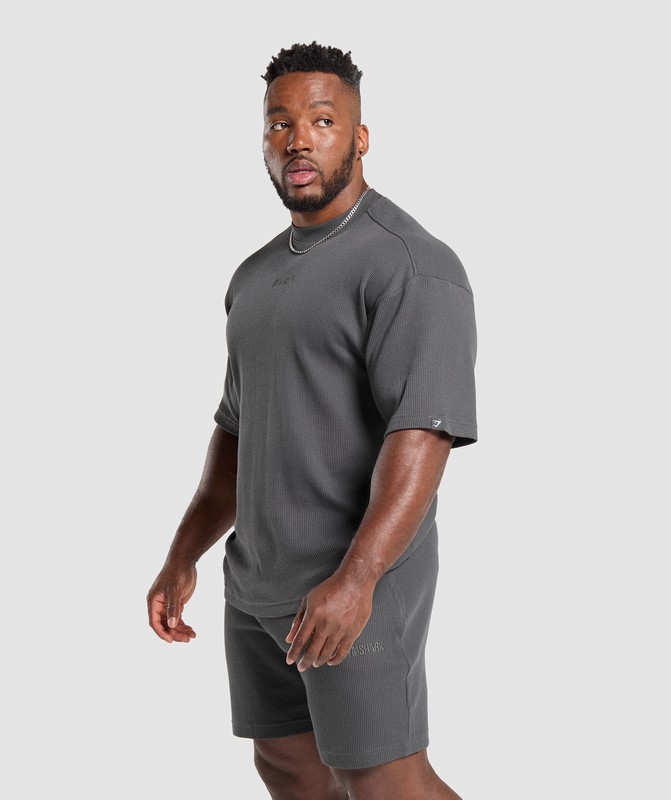 Gymshark Waffle Oversized T-Shirt T-Shirt Heren Grijs | OALE54831