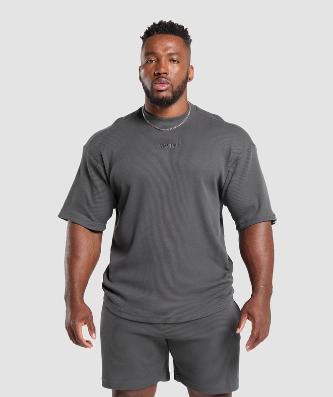 Gymshark Waffle Oversized T-Shirt T-Shirt Heren Grijs | OALE54831