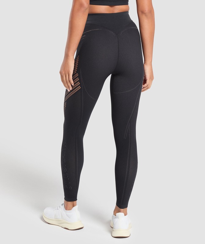 Gymshark Warp Knit Seamless Tights Leggings Dames Zwart Bruin | OQAB90236