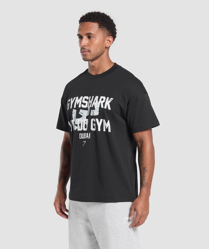 Gymshark We Do Gym Graphic Oversized T-Shirt T-Shirt Heren Zwart | IXZY21503