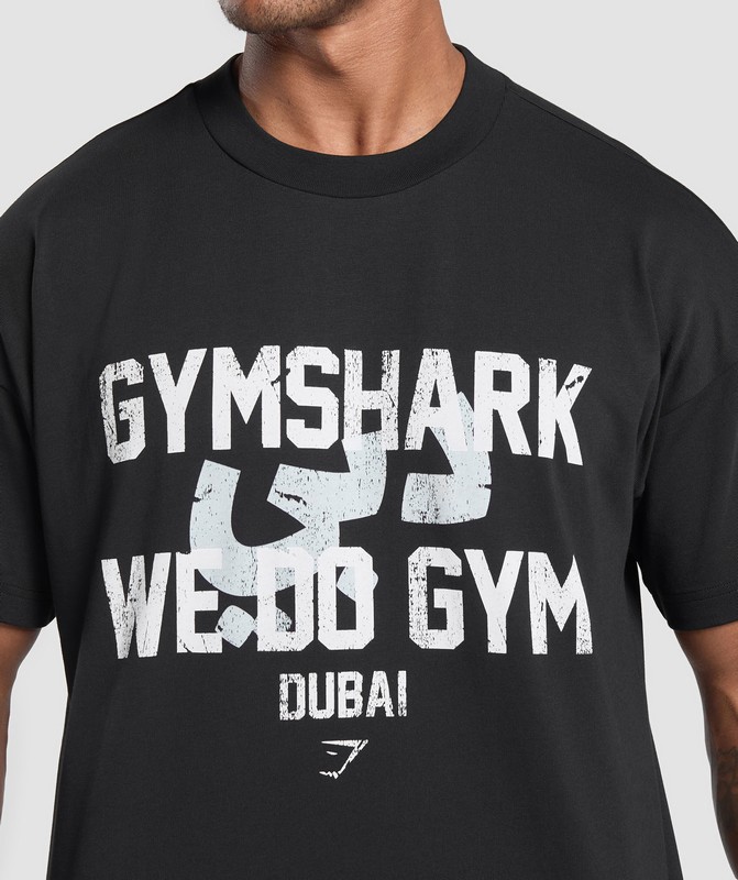 Gymshark We Do Gym Graphic Oversized T-Shirt T-Shirt Heren Zwart | IXZY21503