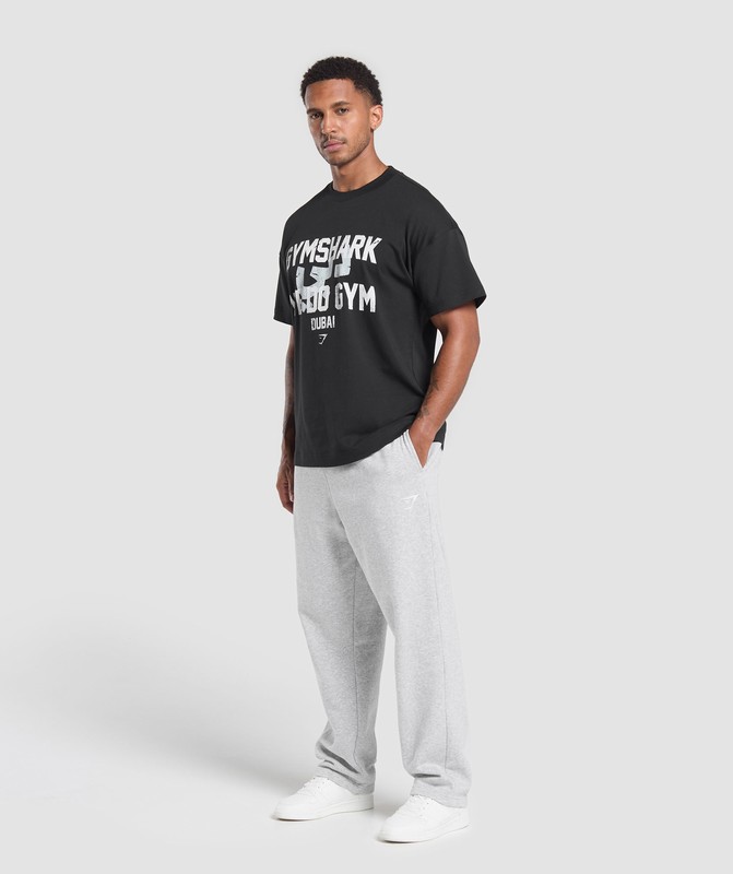 Gymshark We Do Gym Graphic Oversized T-Shirt T-Shirt Heren Zwart | IXZY21503