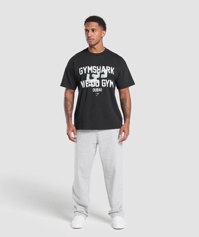 Gymshark We Do Gym Graphic Oversized T-Shirt T-Shirt Heren Zwart | IXZY21503