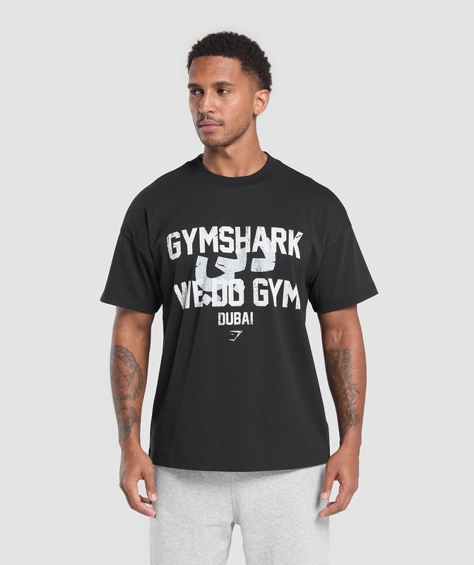 Gymshark We Do Gym Graphic Oversized T-Shirt T-Shirt Heren Zwart | IXZY21503