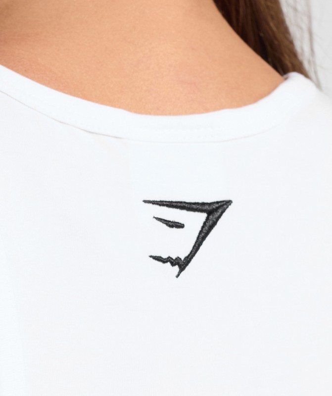 Gymshark Wordmark Crew 3Pk Sokken Dames Wit | BYLR94683
