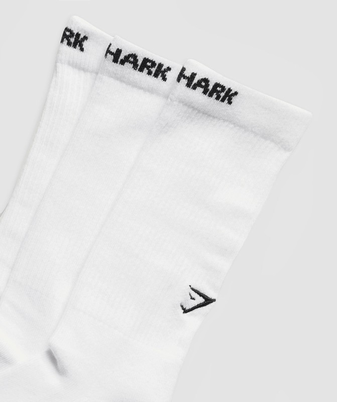 Gymshark Wordmark Crew 3Pk Sokken Heren Wit | DOJP17982