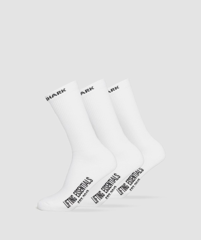 Gymshark Wordmark Crew 3Pk Sokken Heren Wit | DOJP17982