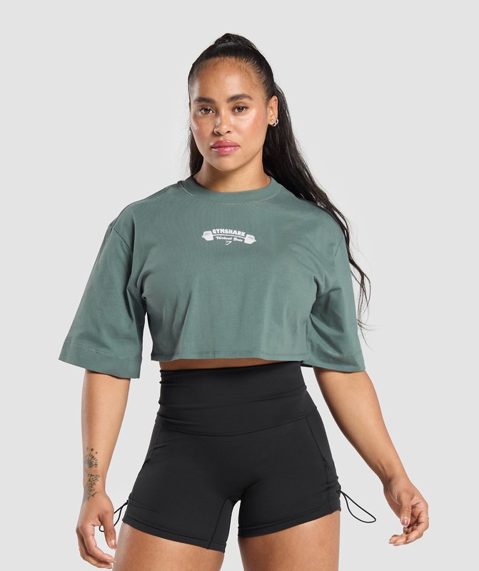 Gymshark Workout Gear Crop Top Crop Top Dames Cargo Teal | EGUD64751