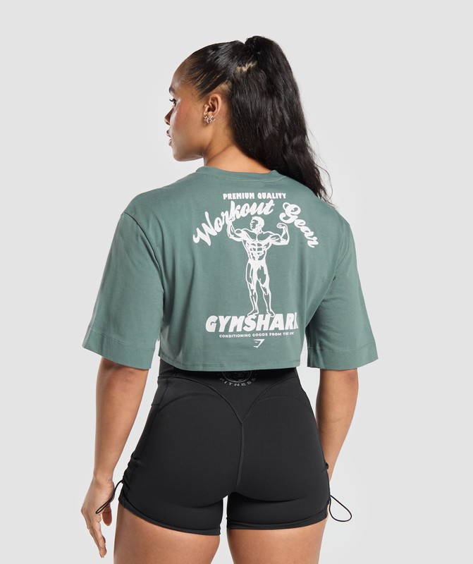 Gymshark Workout Gear Crop Top Crop Top Dames Cargo Teal | EGUD64751