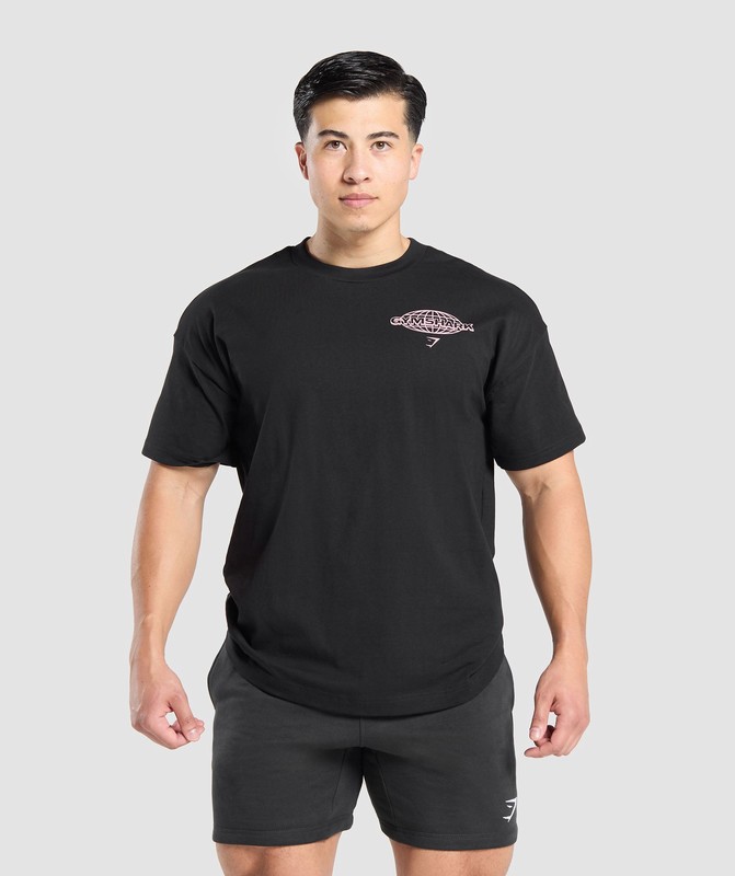 Gymshark Worldwide T-Shirt T-Shirt Heren Zwart | LYDC30145