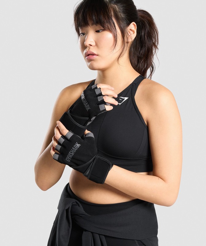 Gymshark Wrap Lifting Gloves Handschoenen Dames Zwart | SJOV91708
