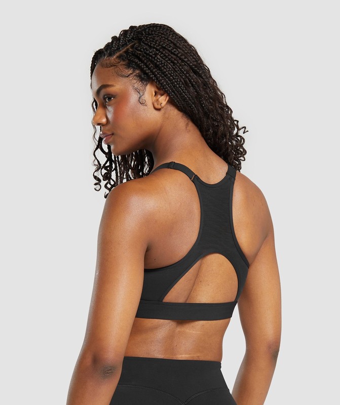 Gymshark Wrap Sports Bra Sport BH Dames Zwart | RSPA03479