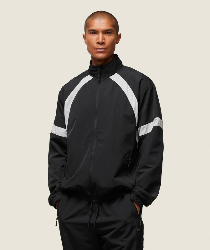 Gymshark everywear Coaches Track Jacket Jas Heren Zwart Grijs | BOVJ12895