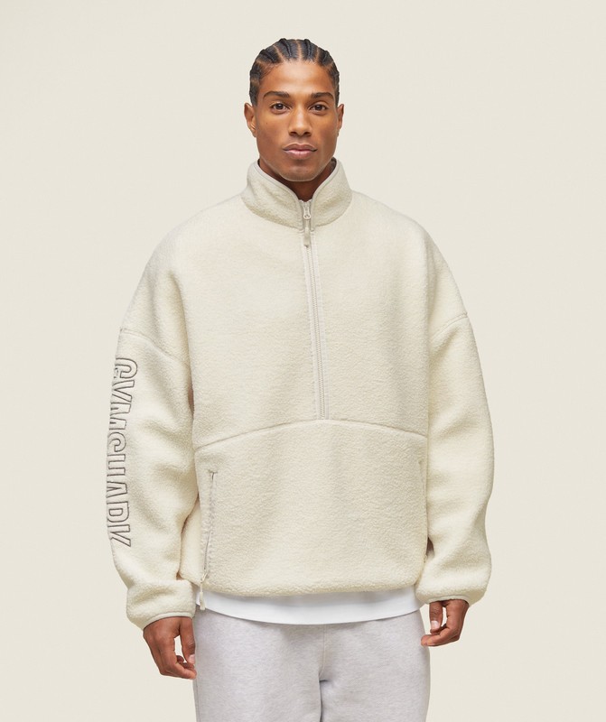 Gymshark everywear Half Zip Sherpa Jacket Jas Heren Wit | BLVP03654