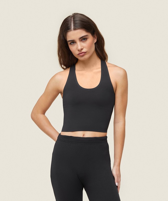 Gymshark everywear Second Skin Tank Tanktop Dames Zwart | BYHF51379