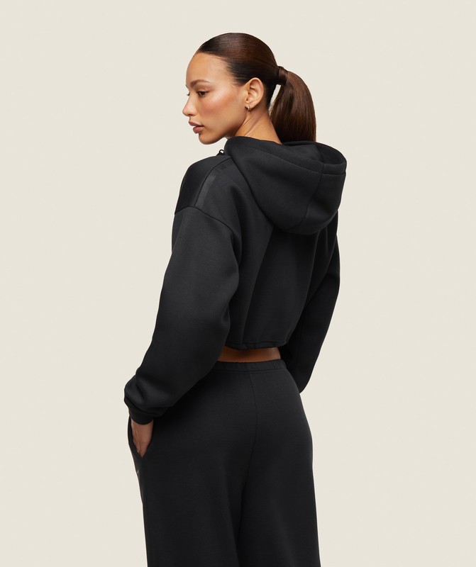 Gymshark everywear Tech Cropped Hoodie Hoodie Dames Zwart | GPQL83192