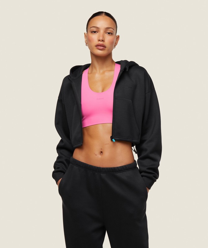 Gymshark everywear Tech Cropped Hoodie Hoodie Dames Zwart | GPQL83192