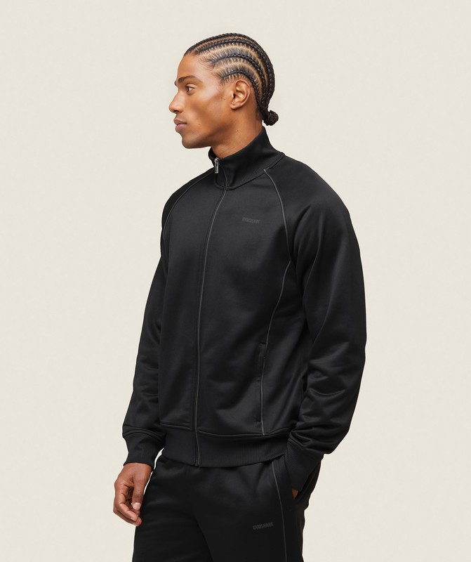 Gymshark everywear Track Jacket Jas Heren Zwart Wit | FZTS54361