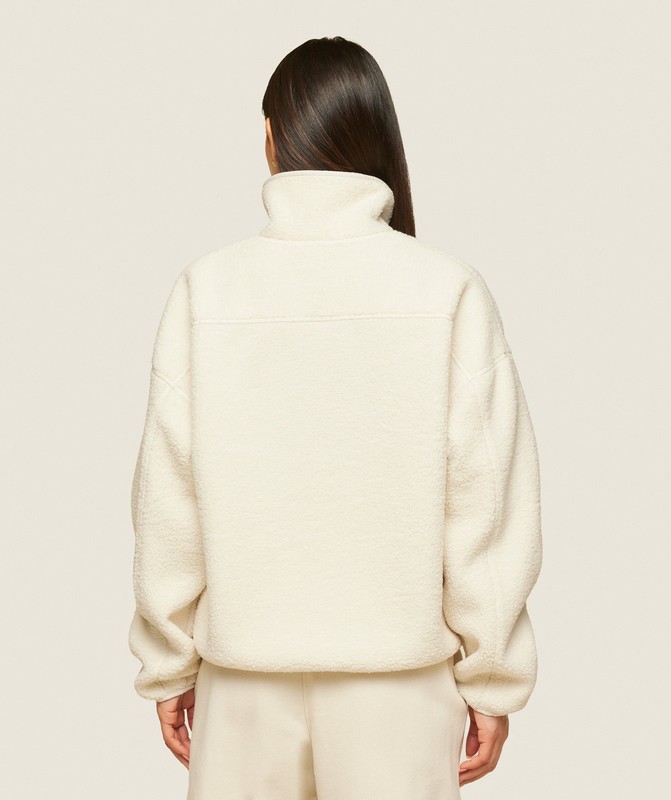 Gymshark everywear Zip Up Sherpa Jacket Jas Dames Wit | DNEO74321
